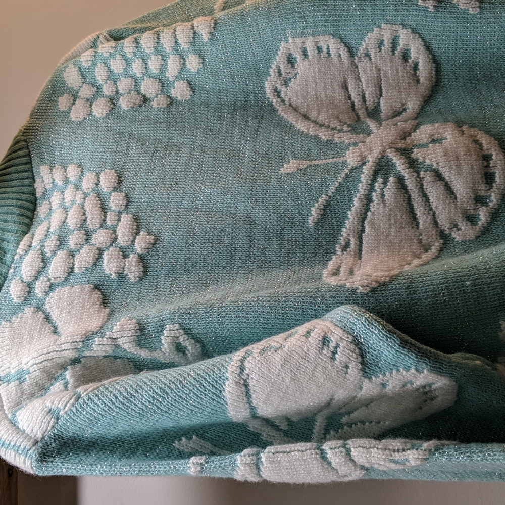 ❗️TAKING OFFERS❗️Vintage Mint Sparkley Butterfly Cheetah Print Sweater OBO - Picture 6 of 6
